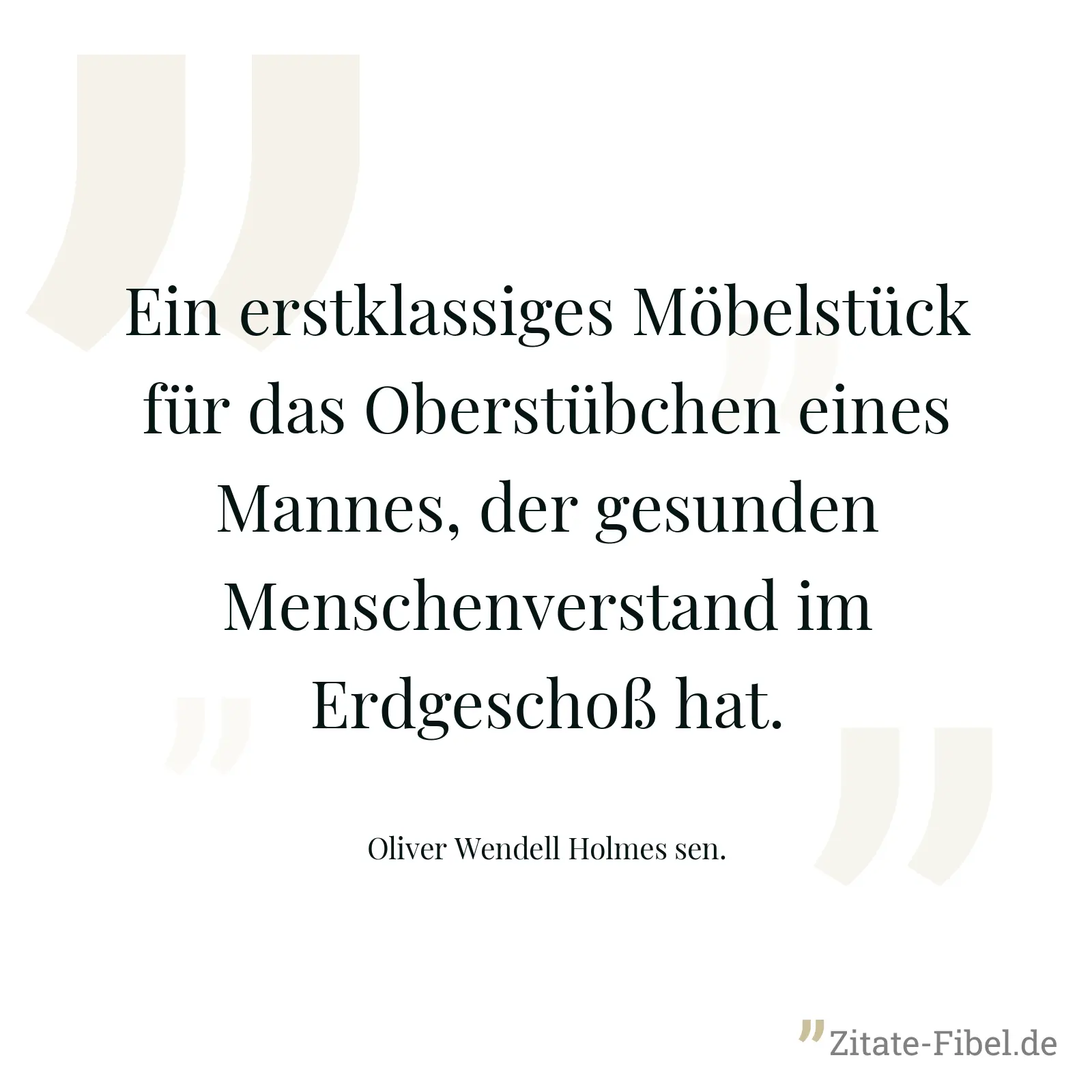 Ein erstklassiges Möbelstück für das Oberstübchen eines Mannes, der gesunden Menschenverstand im Erdgeschoß hat. - Oliver Wendell Holmes sen.