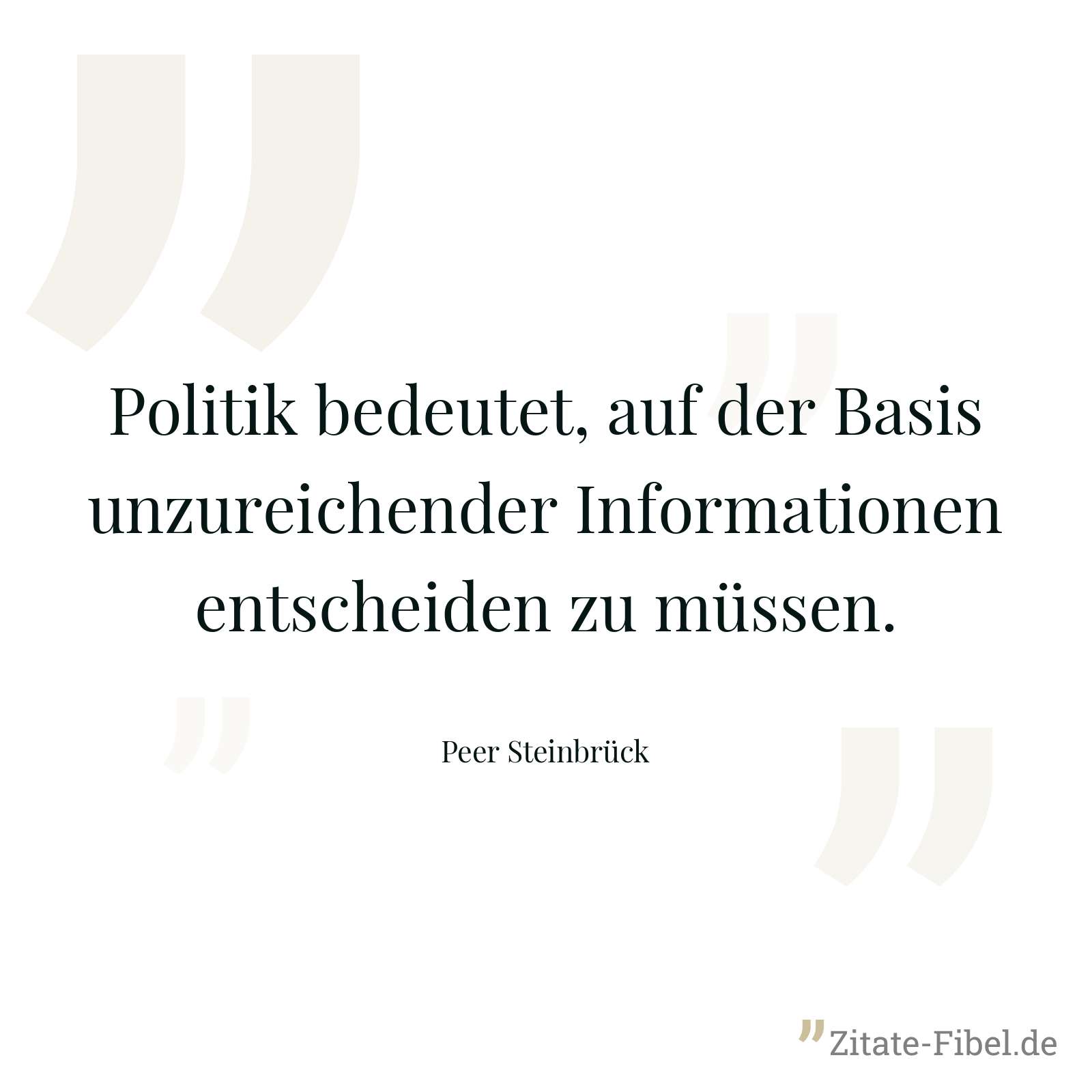 Politik bedeutet, auf der Basis unzureichender Informationen entscheiden zu müssen. - Peer Steinbrück