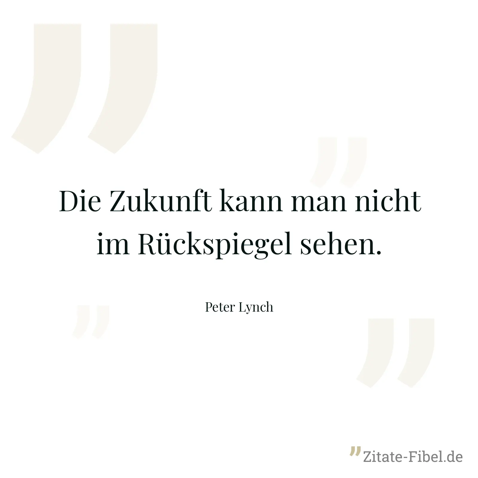 Die Zukunft kann man nicht im Rückspiegel sehen. - Peter Lynch