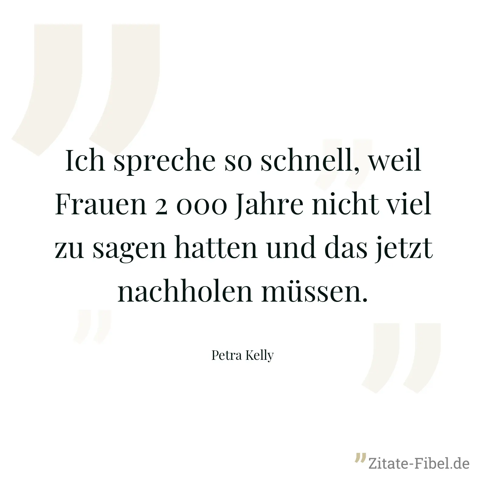 Ich spreche so schnell, weil Frauen 2 000 Jahre nicht viel zu sagen hatten und das jetzt nachholen müssen. - Petra Kelly