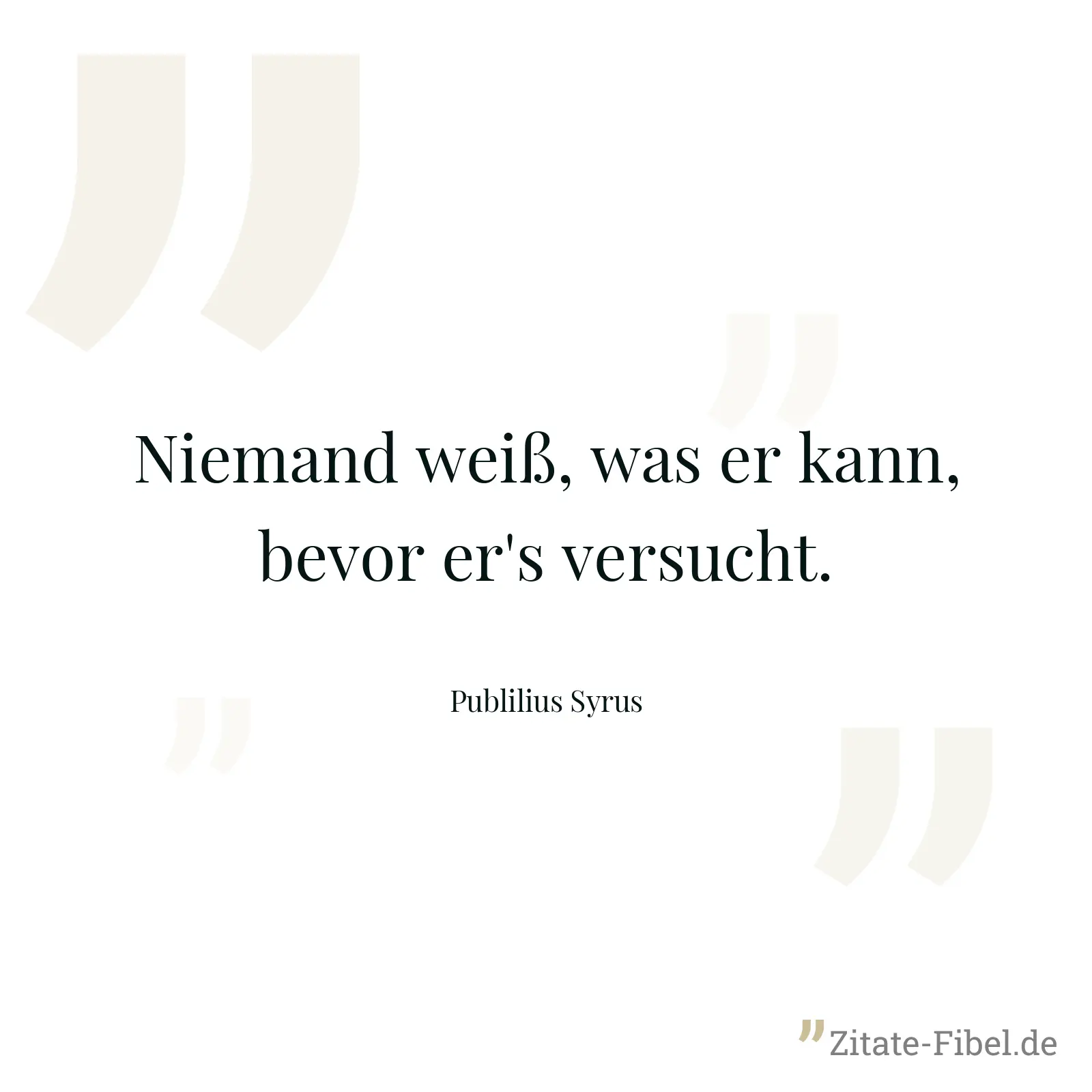 Niemand weiß, was er kann, bevor er's versucht. - Publilius Syrus
