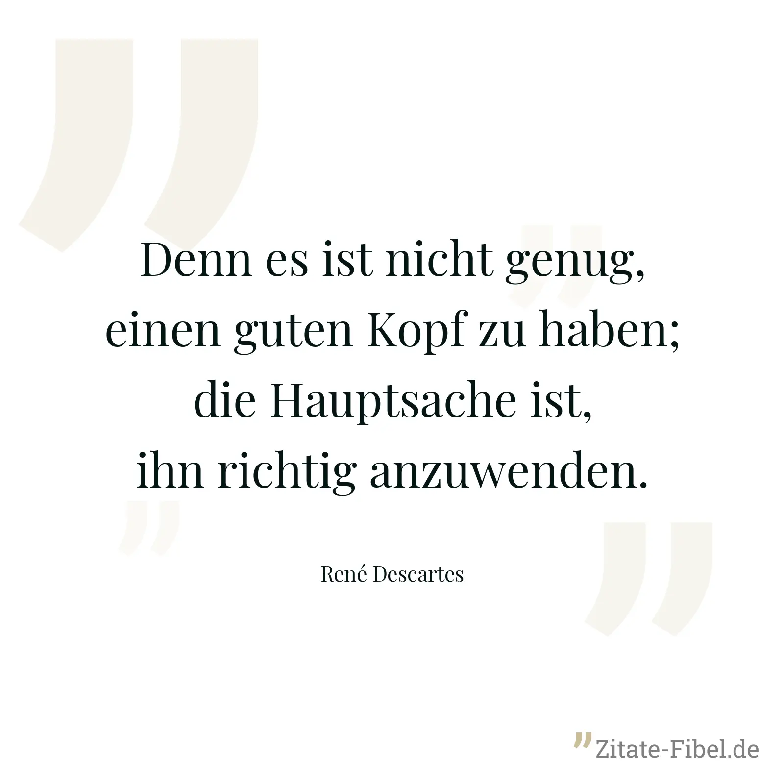 Denn es ist nicht genug, einen guten Kopf zu haben; die Hauptsache ist, ihn richtig anzuwenden. - René Descartes