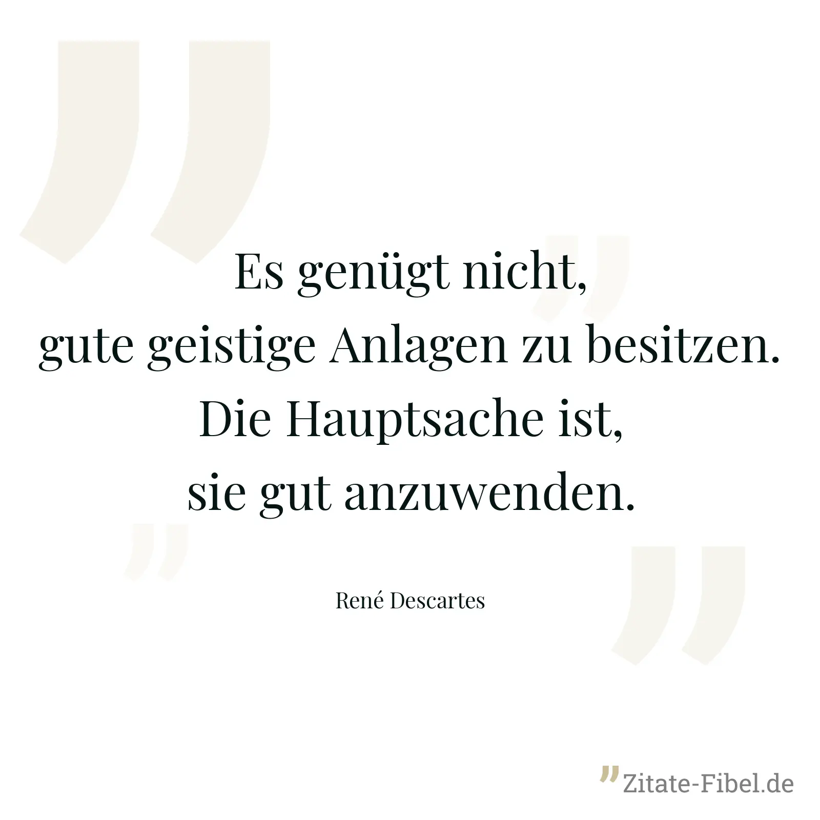 Es genügt nicht, gute geistige Anlagen zu besitzen. Die Hauptsache ist, sie gut anzuwenden. - René Descartes