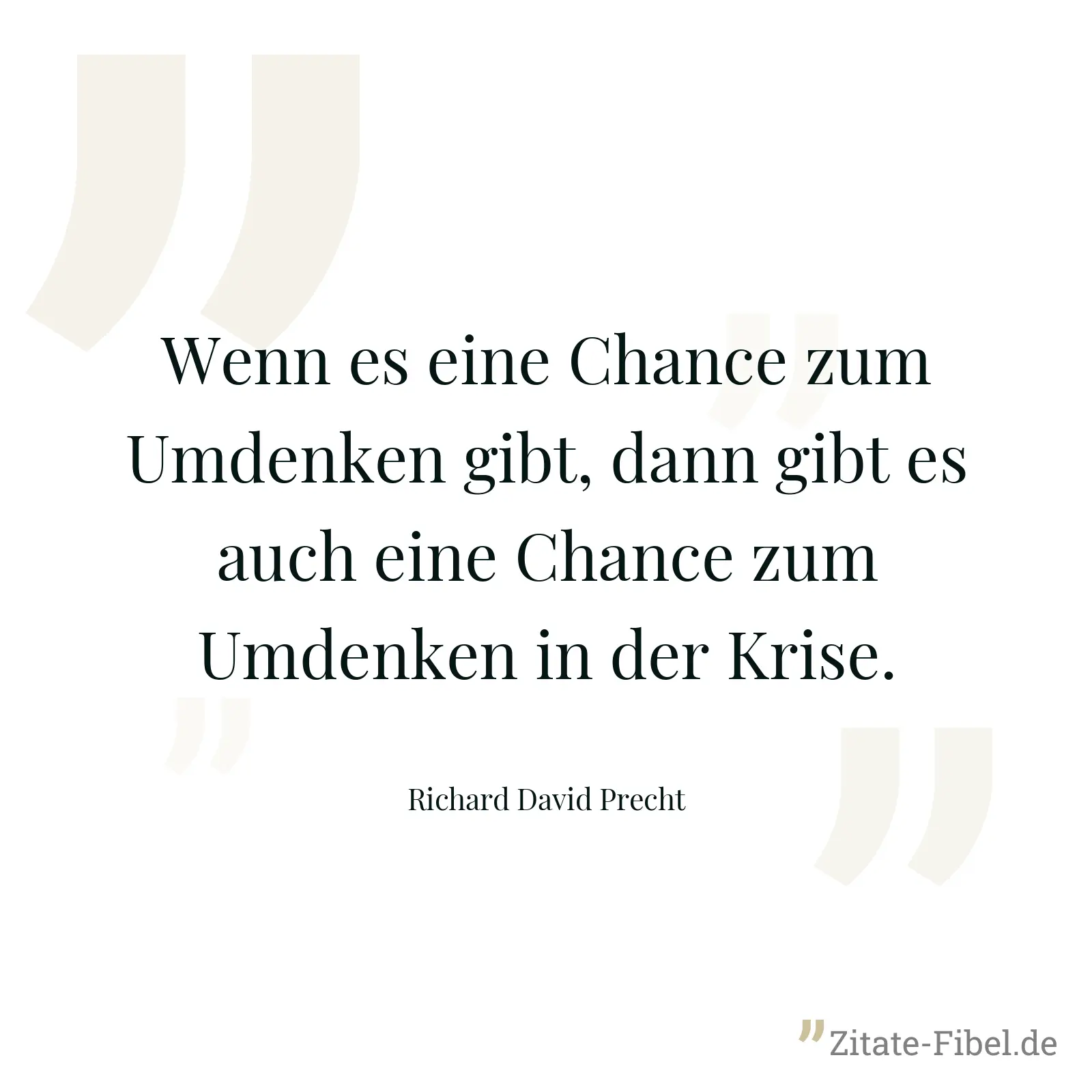 Wenn es eine Chance zum Umdenken gibt, dann gibt es auch eine Chance zum Umdenken in der Krise. - Richard David Precht