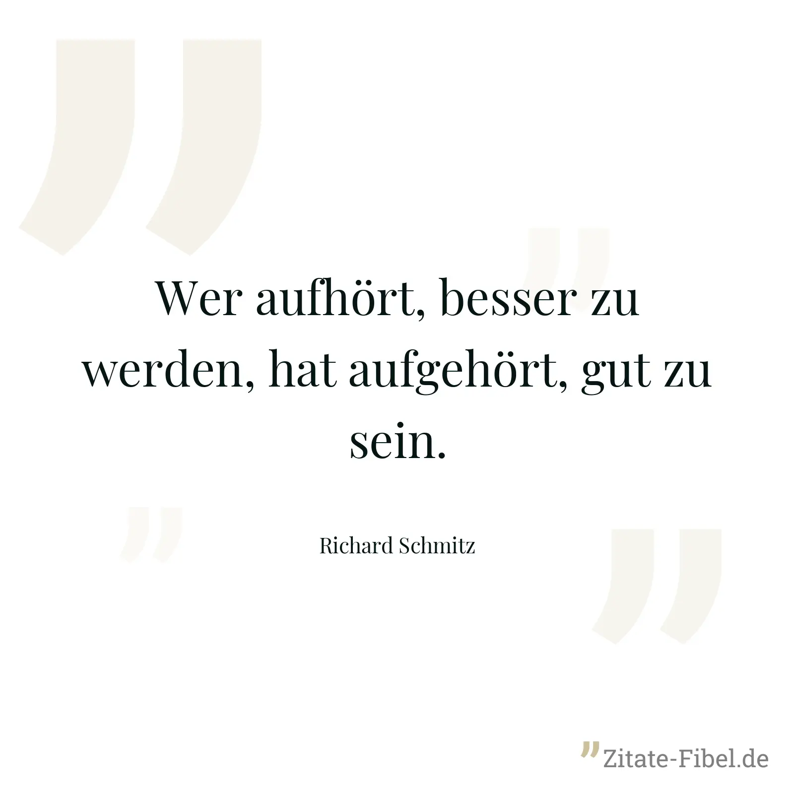 Wer aufhört, besser zu werden, hat aufgehört, gut zu sein. - Richard Schmitz