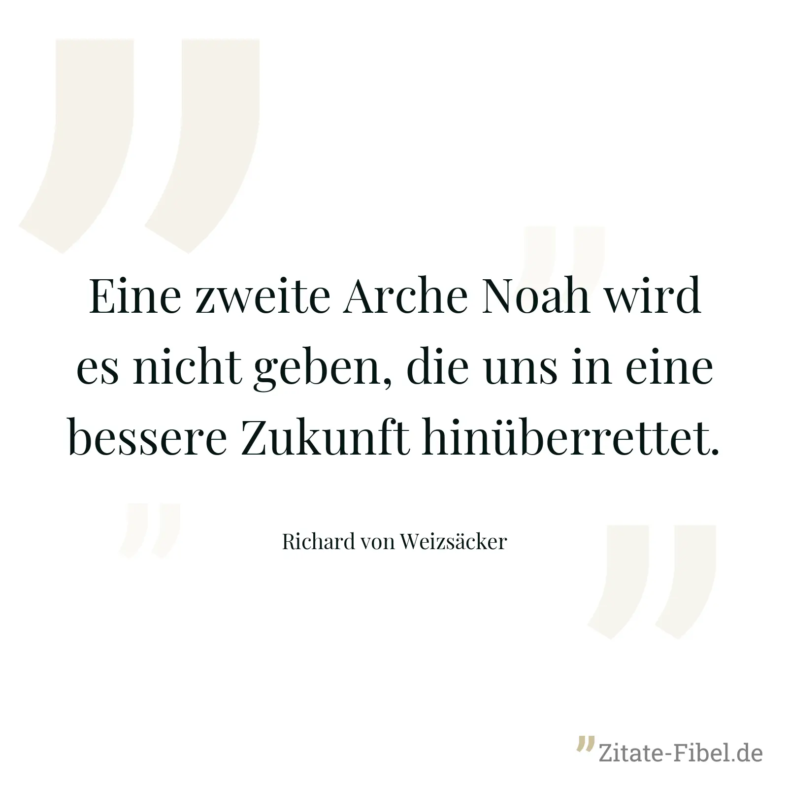 Eine zweite Arche Noah wird es nicht geben, die uns in eine bessere Zukunft hinüberrettet. - Richard von Weizsäcker