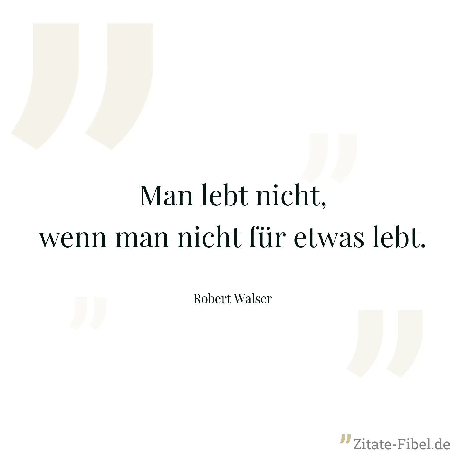 Man lebt nicht, wenn man nicht für etwas lebt. - Robert Walser
