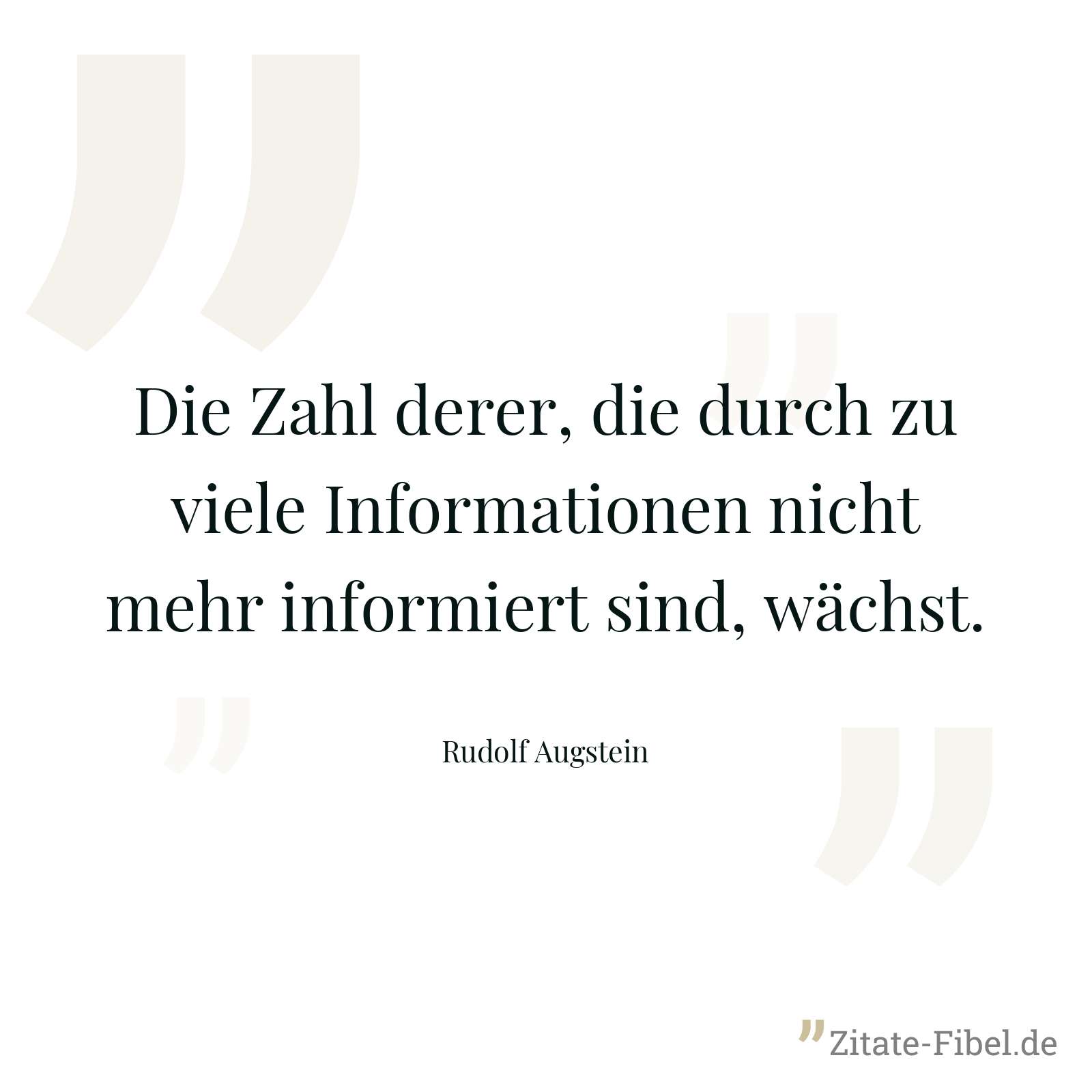 Die Zahl derer, die durch zu viele Informationen nicht mehr informiert sind, wächst. - Rudolf Augstein
