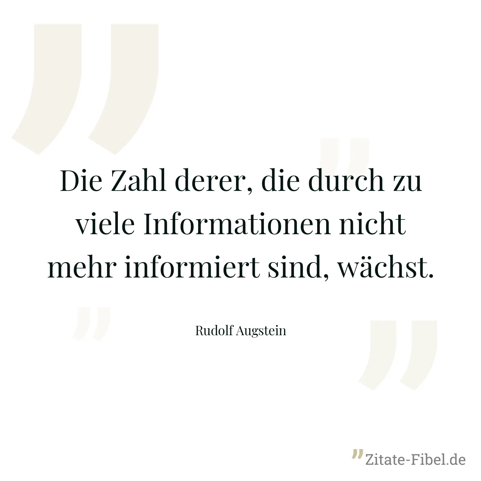 Die Zahl derer, die durch zu viele Informationen nicht mehr informiert sind, wächst. - Rudolf Augstein