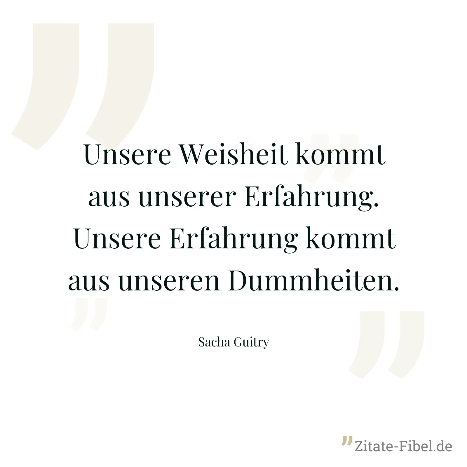 Unsere Weisheit kommt aus unserer Erfahrung. Unsere Erfahrung kommt aus unseren Dummheiten. - Sacha Guitry