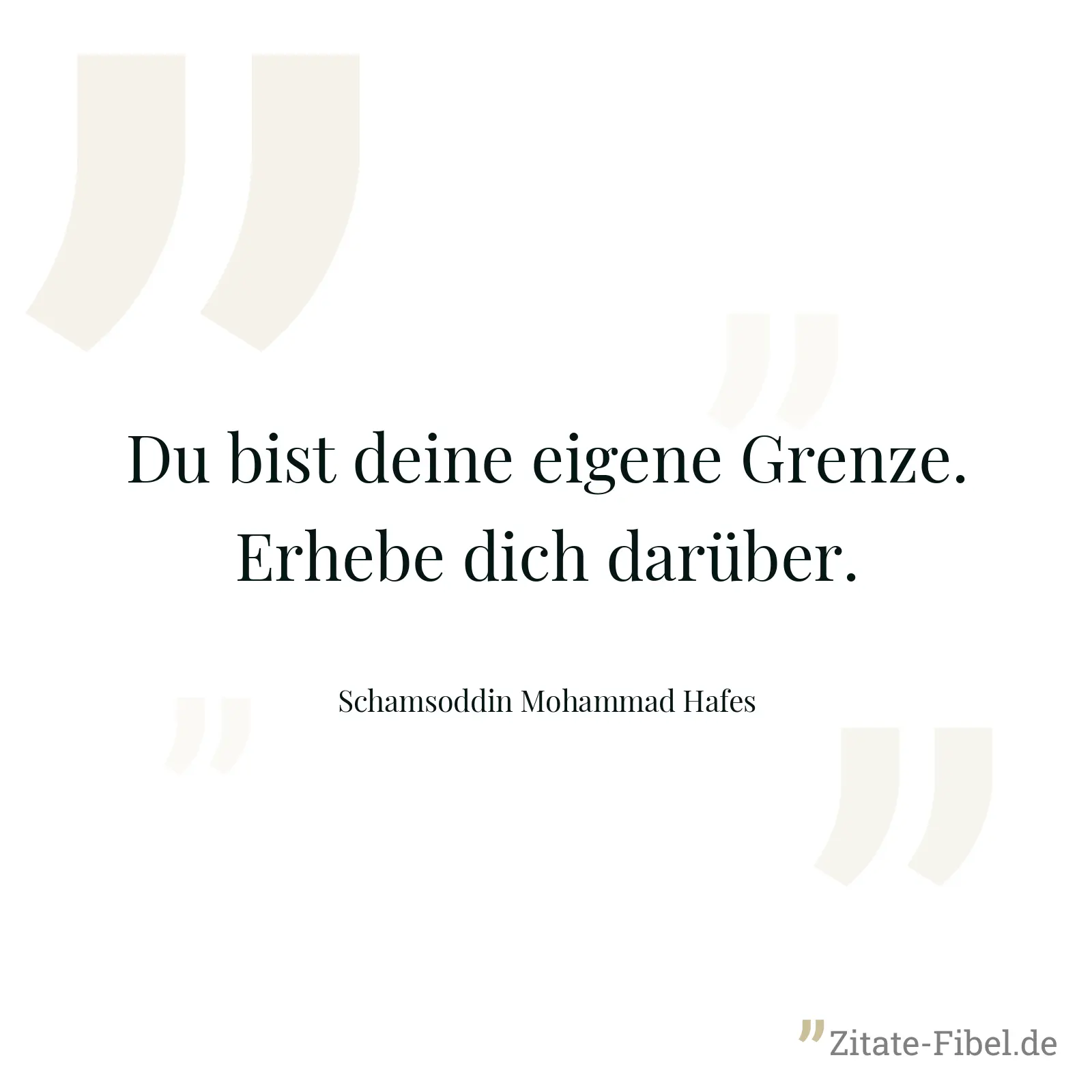 Du bist deine eigene Grenze. Erhebe dich darüber. - Schamsoddin Mohammad Hafes