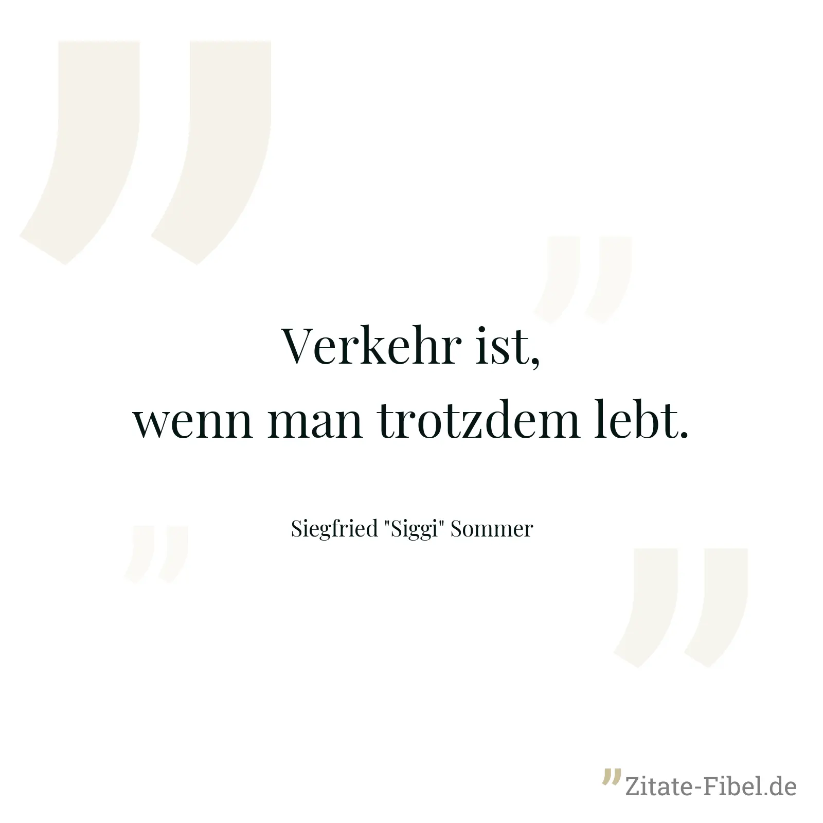Verkehr ist, wenn man trotzdem lebt. - Siegfried "Siggi" Sommer