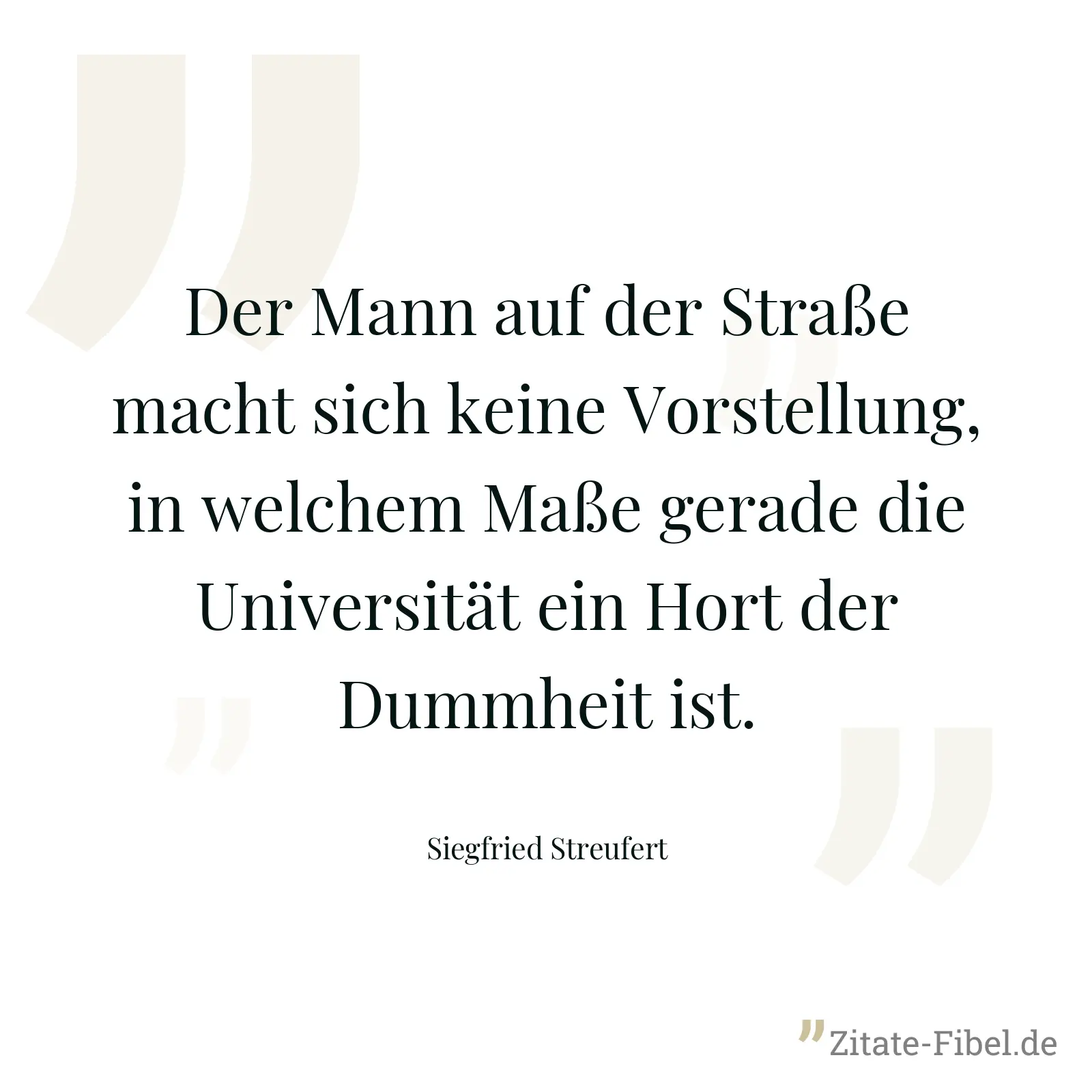 Der Mann auf der Straße macht sich keine Vorstellung, in welchem Maße gerade die Universität ein Hort der Dummheit ist. - Siegfried Streufert