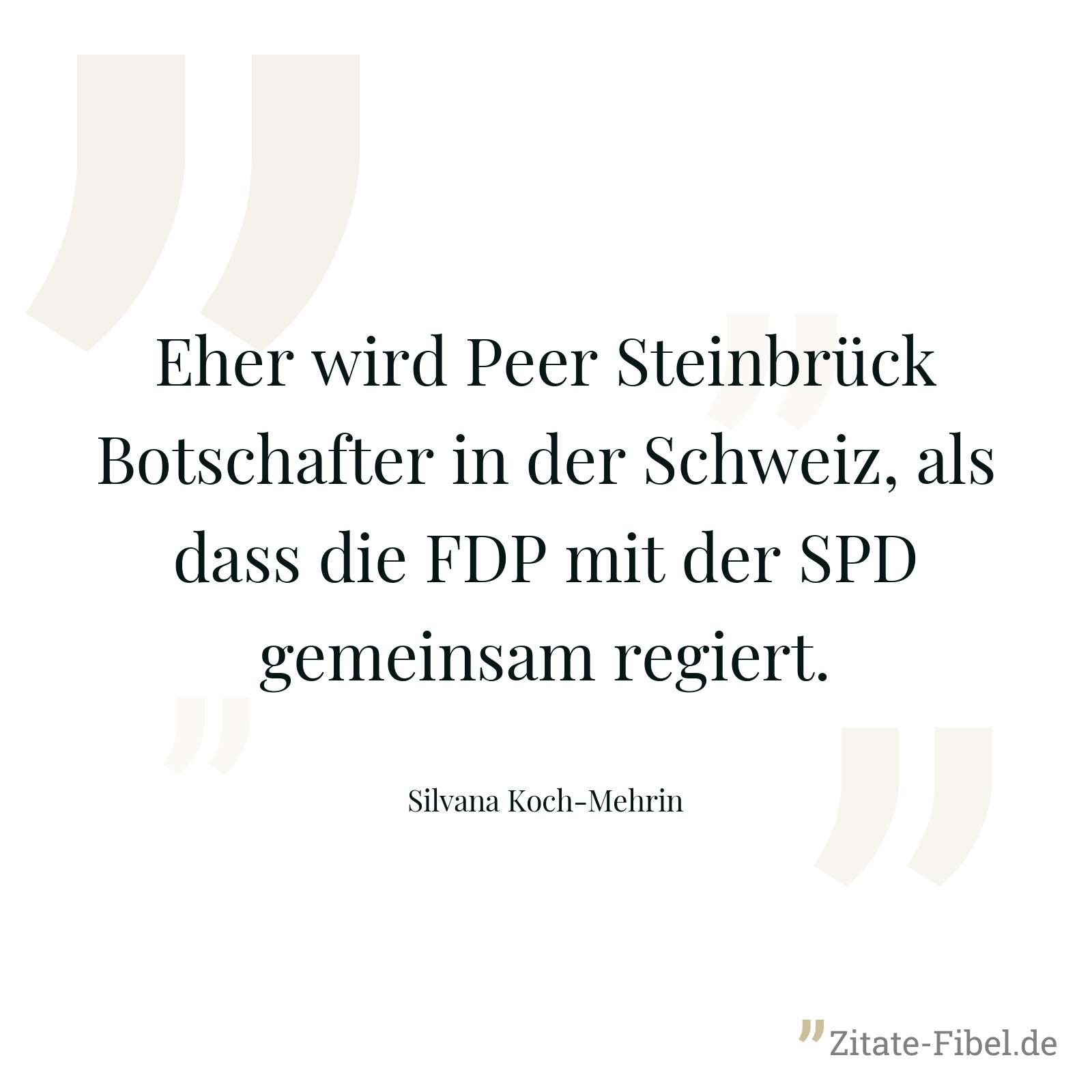 Eher wird Peer Steinbrück Botschafter in der Schweiz, als dass die FDP mit der SPD gemeinsam regiert. - Silvana Koch-Mehrin