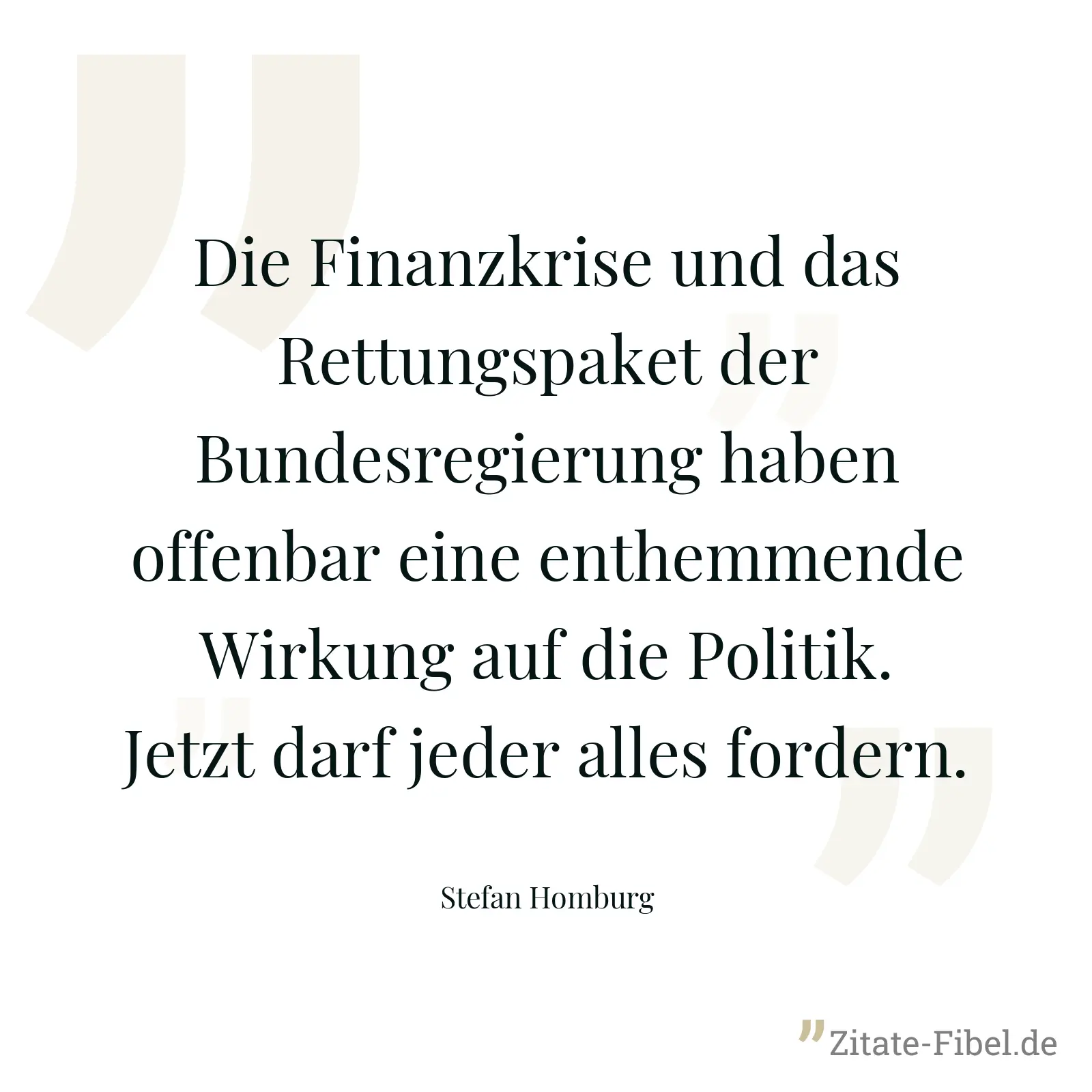 Die Finanzkrise und das Rettungspaket der Bundesregierung haben offenbar eine enthemmende Wirkung auf die Politik. Jetzt darf jeder alles fordern. - Stefan Homburg
