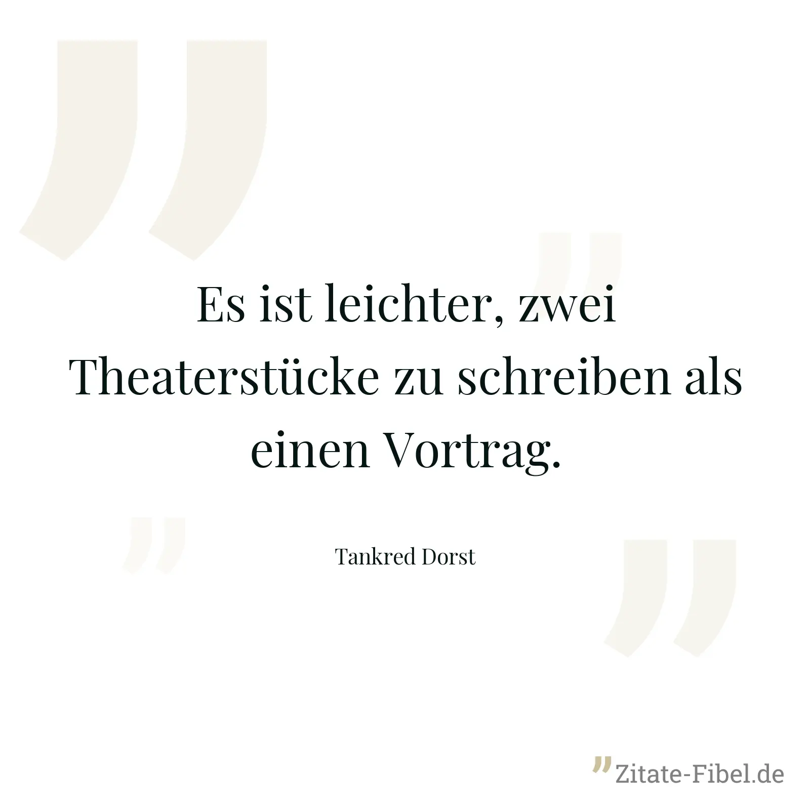 Es ist leichter, zwei Theaterstücke zu schreiben als einen Vortrag. - Tankred Dorst