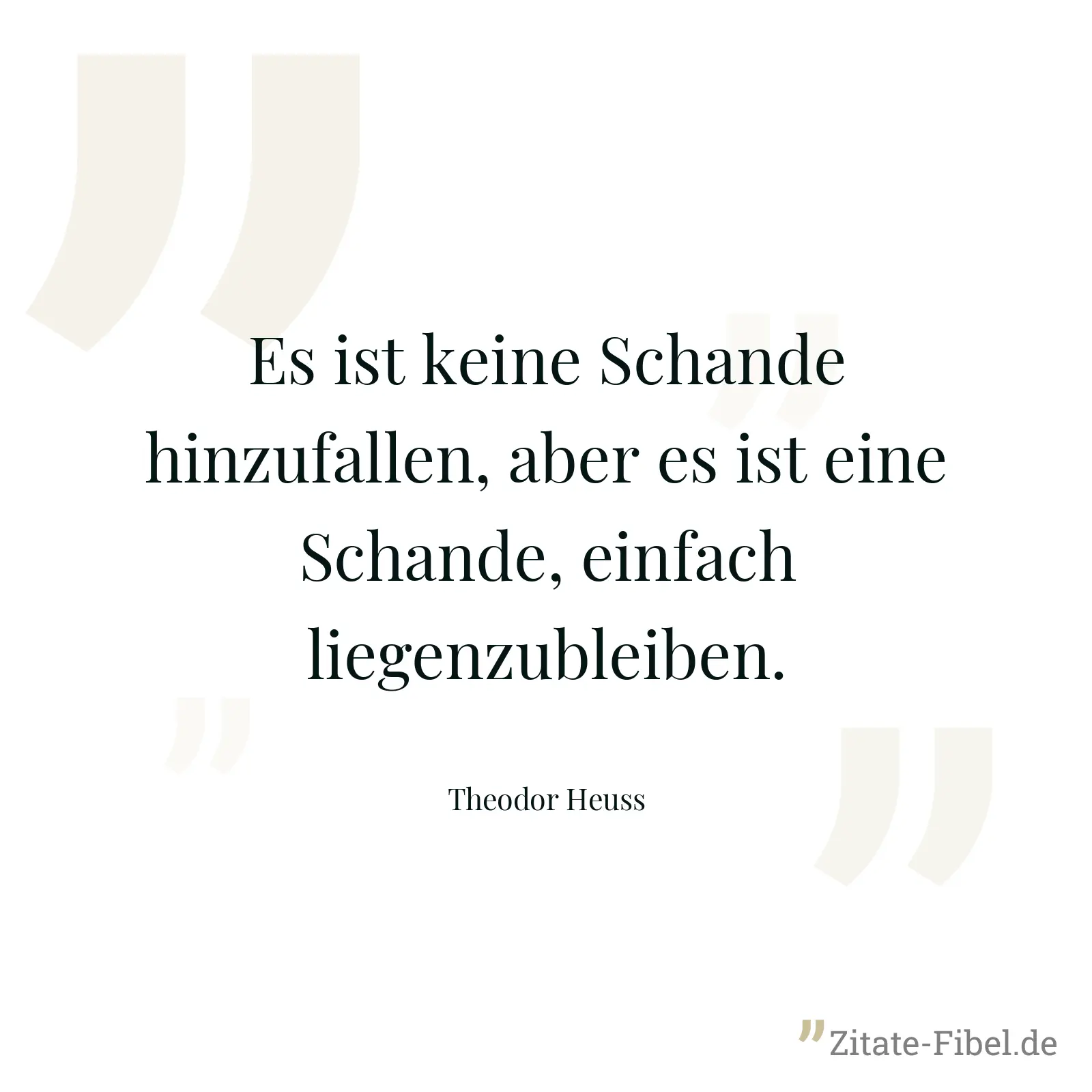 Es ist keine Schande hinzufallen, aber es ist eine Schande, einfach liegenzubleiben. - Theodor Heuss