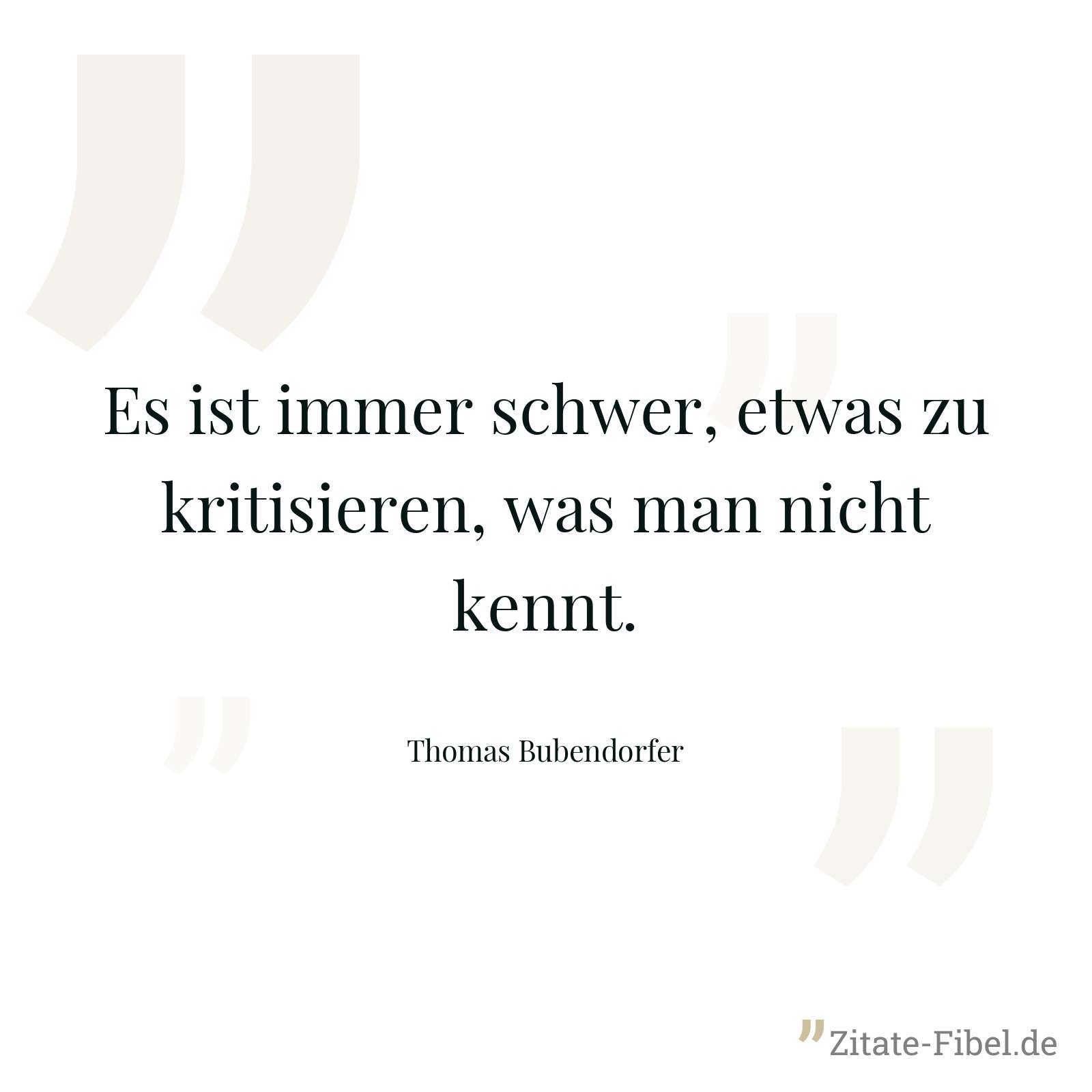 Es ist immer schwer, etwas zu kritisieren, was man nicht kennt. - Thomas Bubendorfer