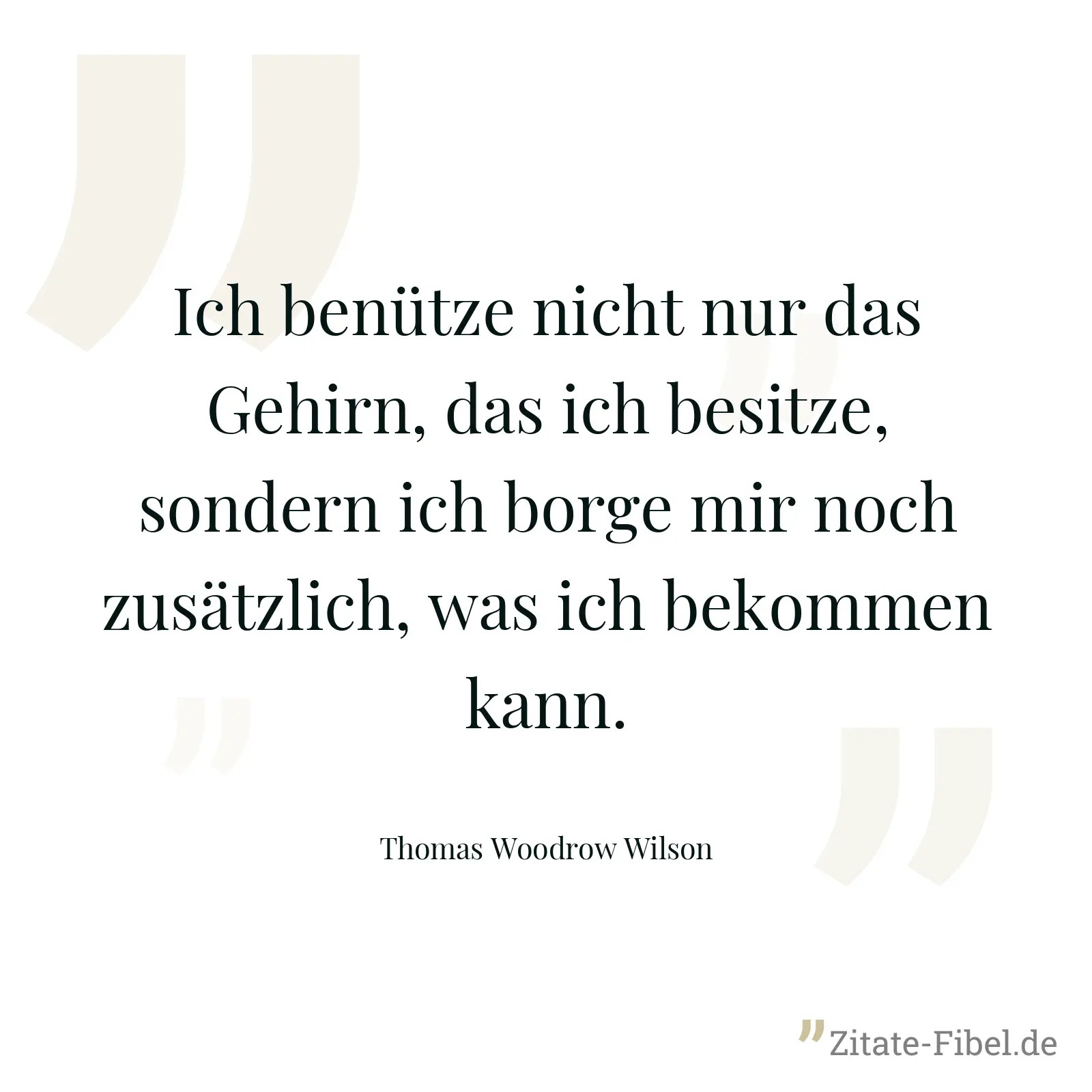 Ich benütze nicht nur das Gehirn, das ich besitze, sondern ich borge mir noch zusätzlich, was ich bekommen kann. - Thomas Woodrow Wilson