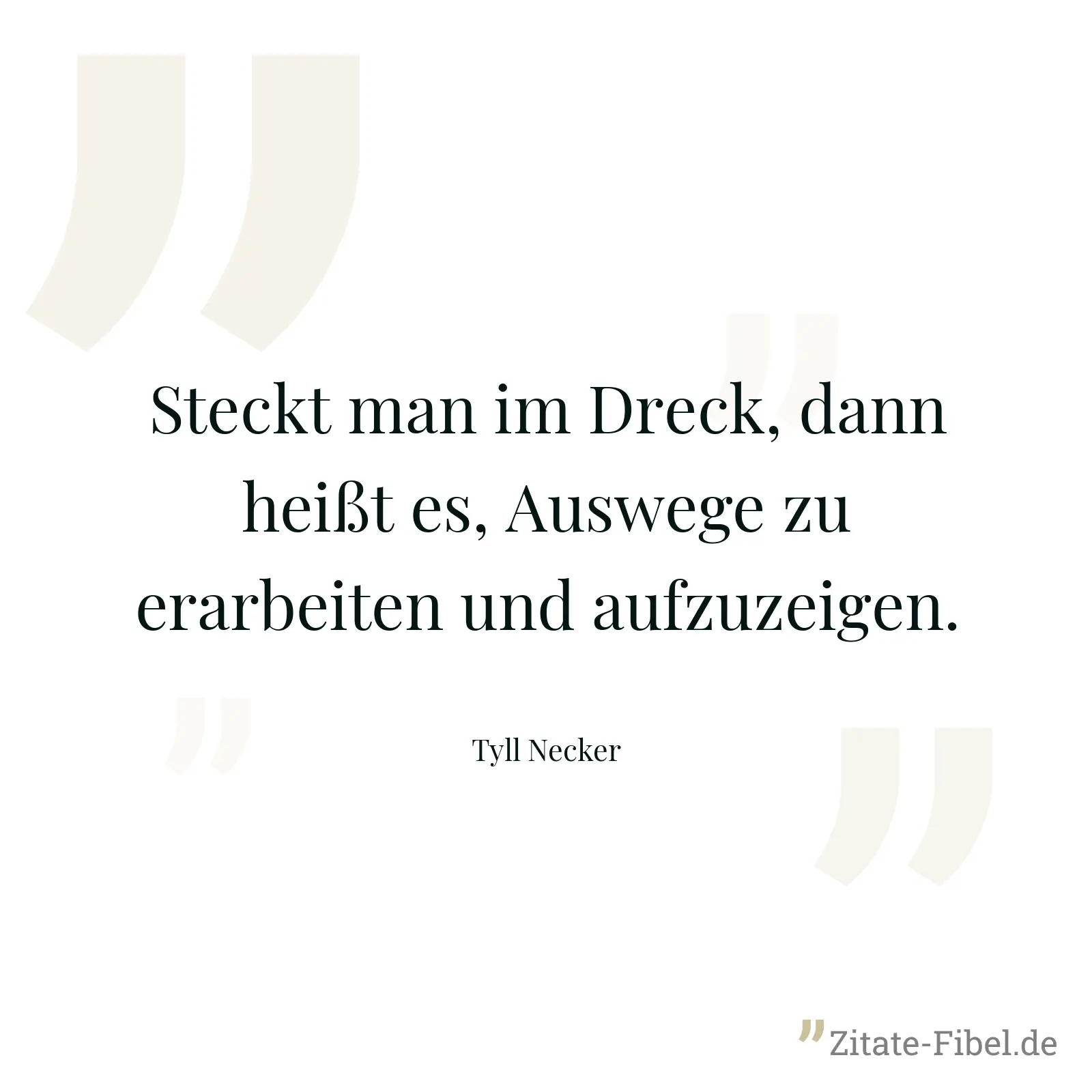 Steckt man im Dreck, dann heißt es, Auswege zu erarbeiten und aufzuzeigen. - Tyll Necker