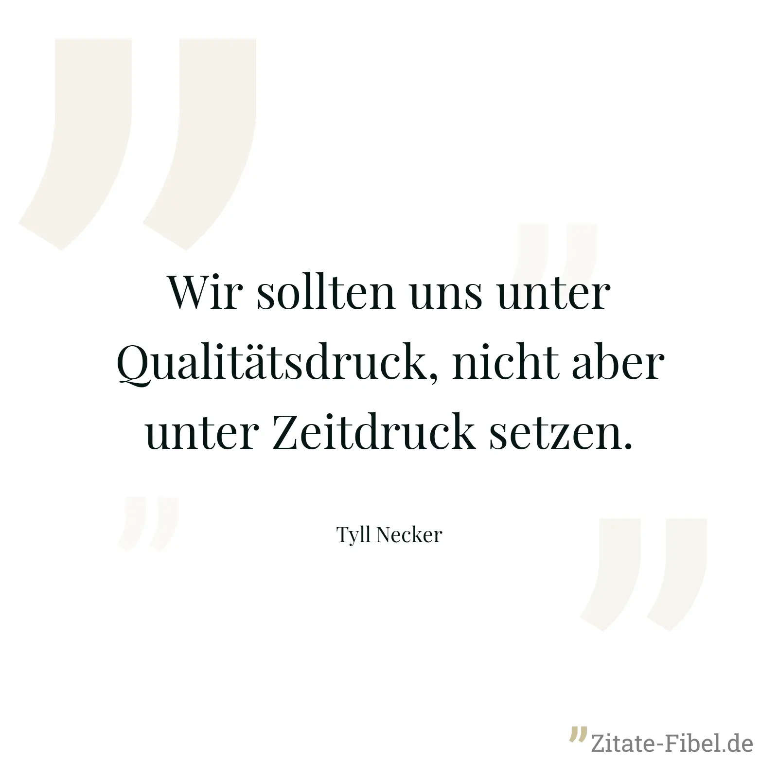 Wir sollten uns unter Qualitätsdruck, nicht aber unter Zeitdruck setzen. - Tyll Necker