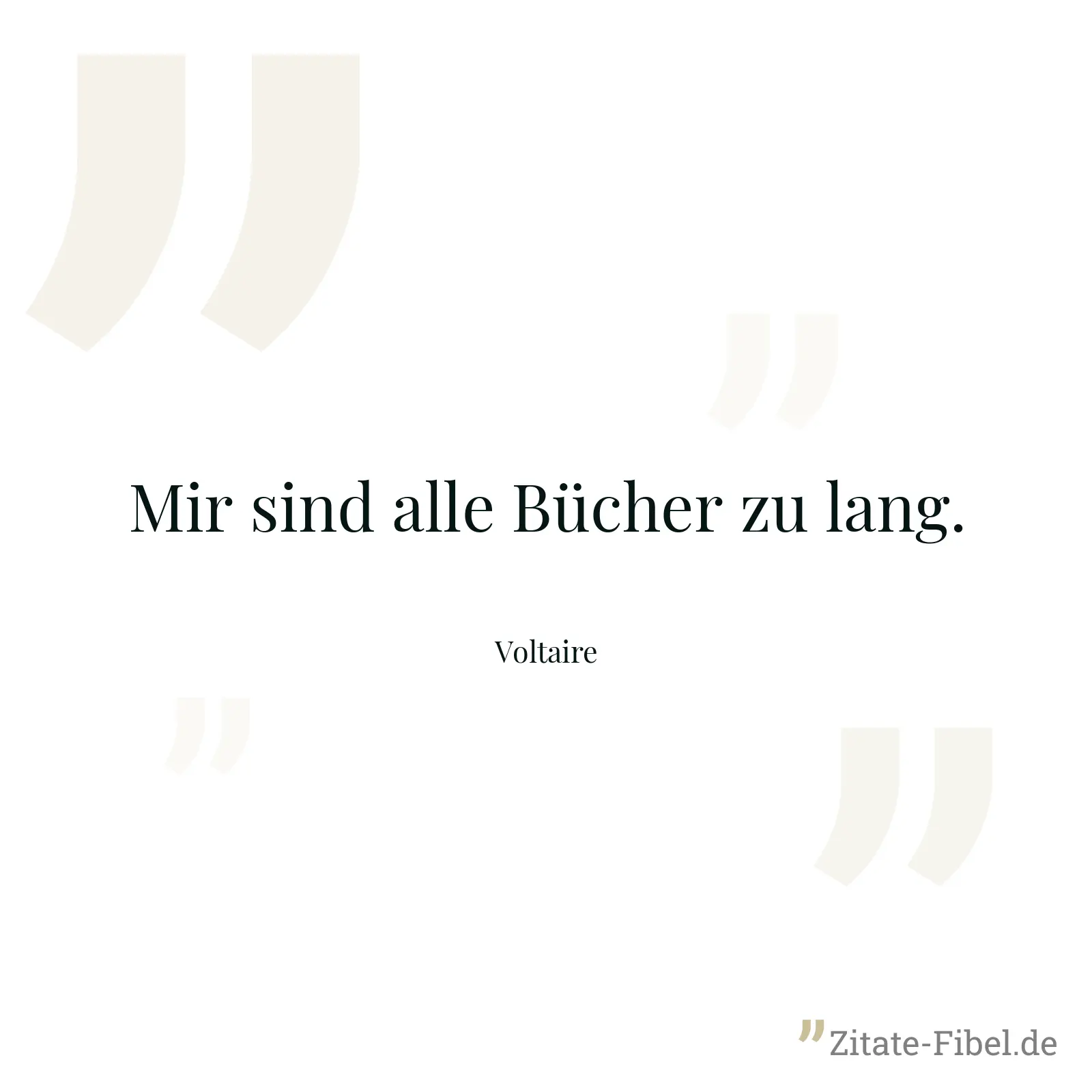 Mir sind alle Bücher zu lang. - Voltaire
