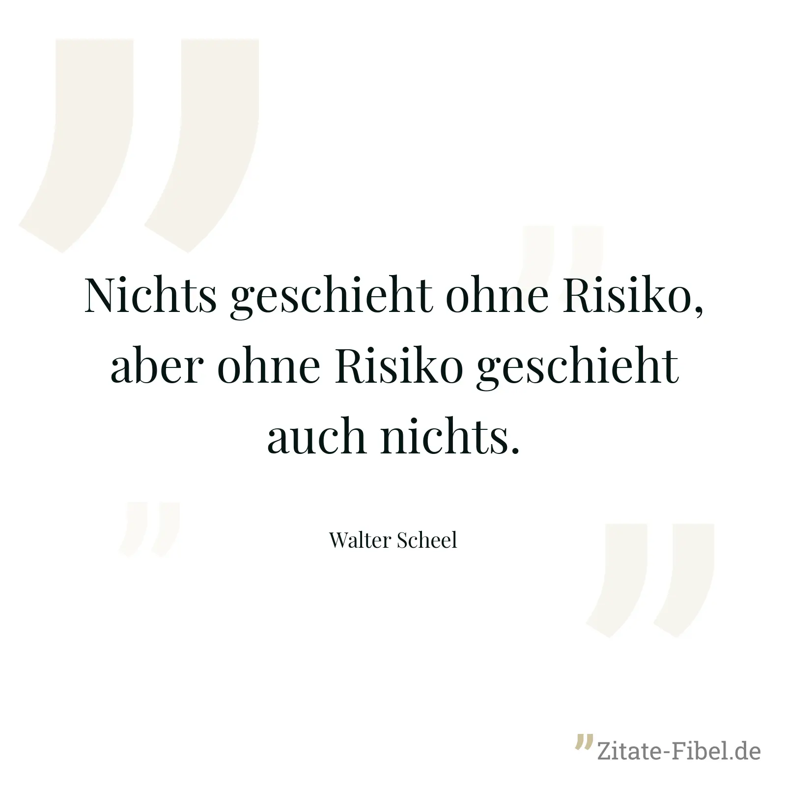 Nichts geschieht ohne Risiko, aber ohne Risiko geschieht auch nichts. - Walter Scheel