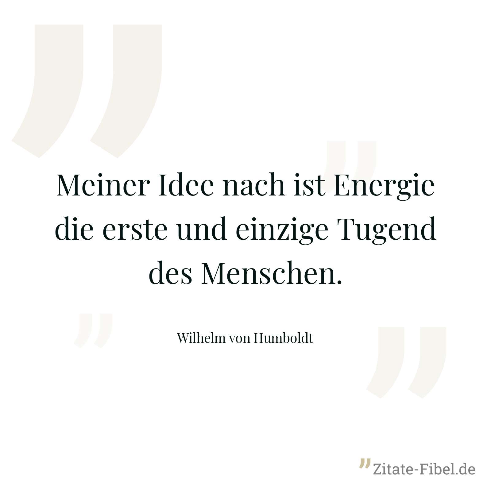 Meiner Idee nach ist Energie die erste und einzige Tugend des Menschen. - Wilhelm von Humboldt
