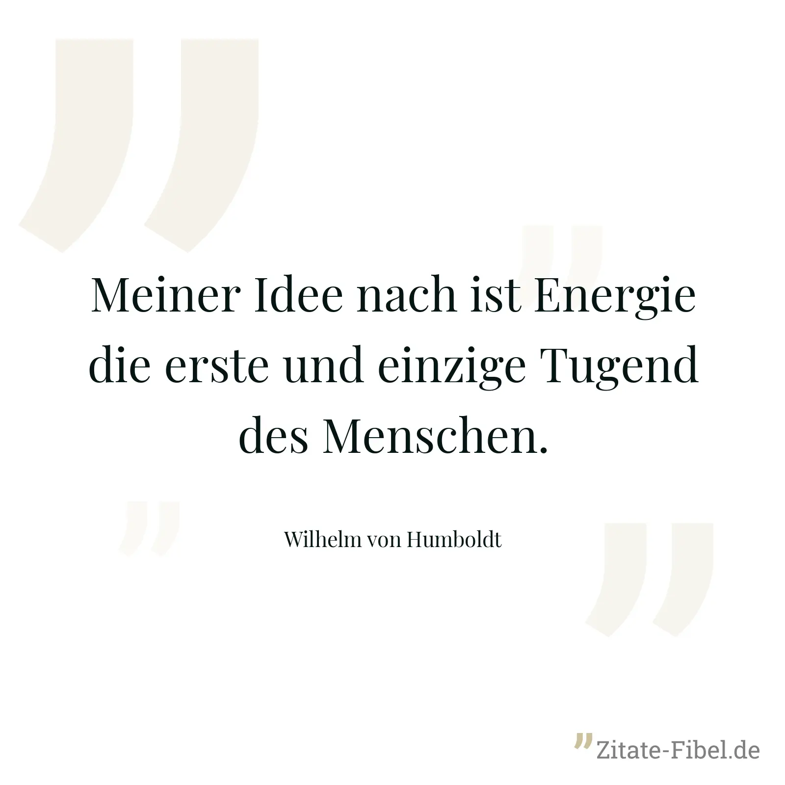 Meiner Idee nach ist Energie die erste und einzige Tugend des Menschen. - Wilhelm von Humboldt