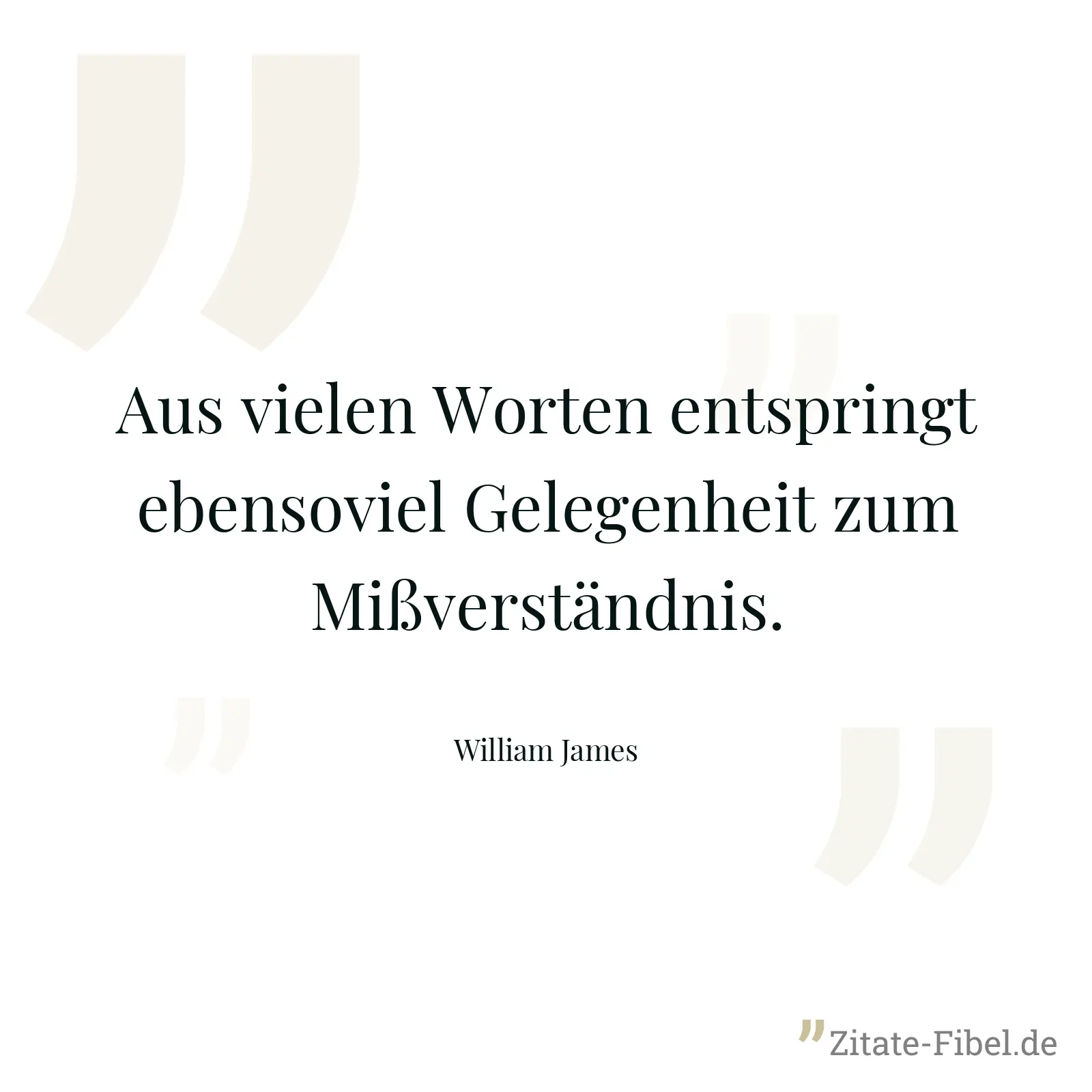 Aus vielen Worten entspringt ebensoviel Gelegenheit zum Mißverständnis. - William James