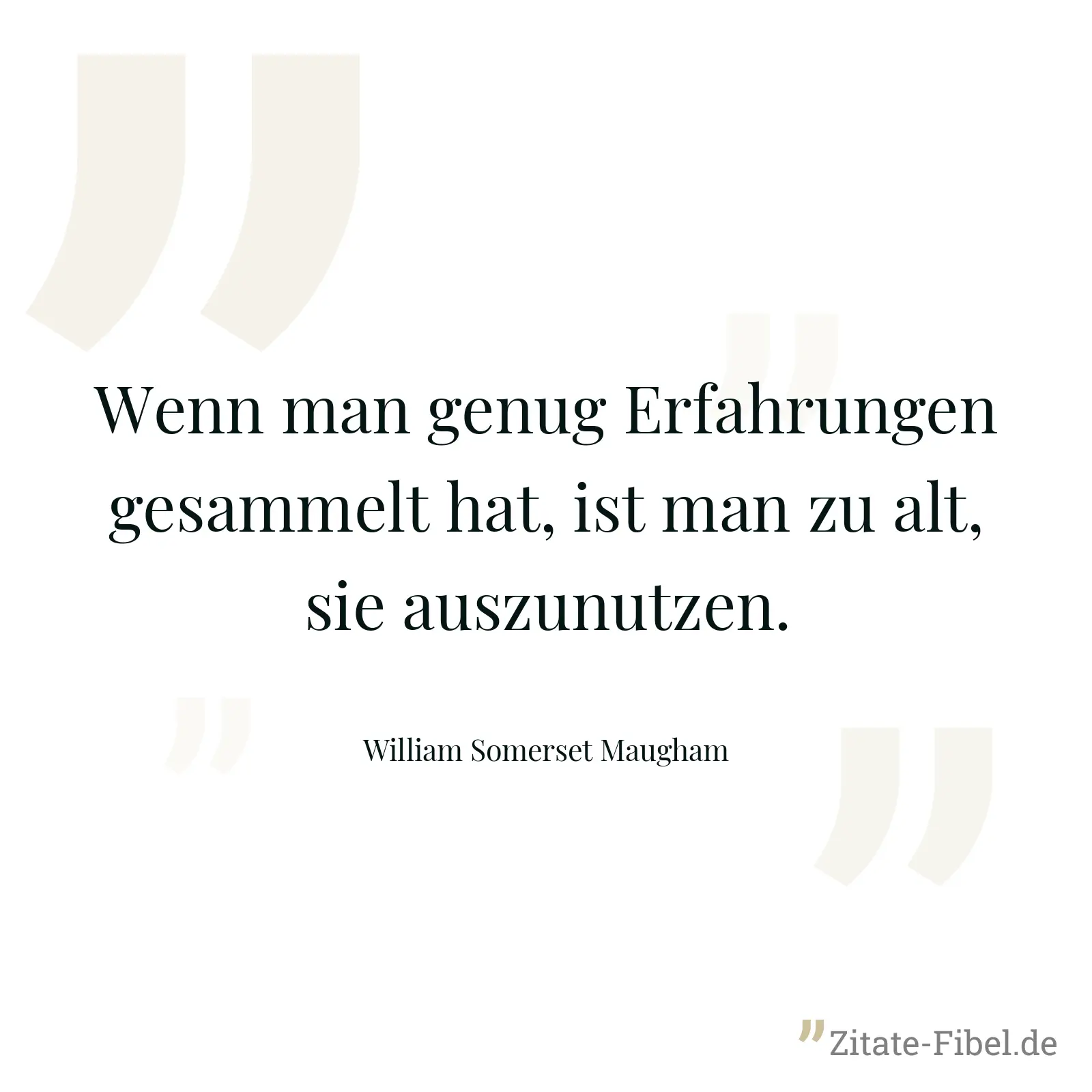 Wenn man genug Erfahrungen gesammelt hat, ist man zu alt, sie auszunutzen. - William Somerset Maugham