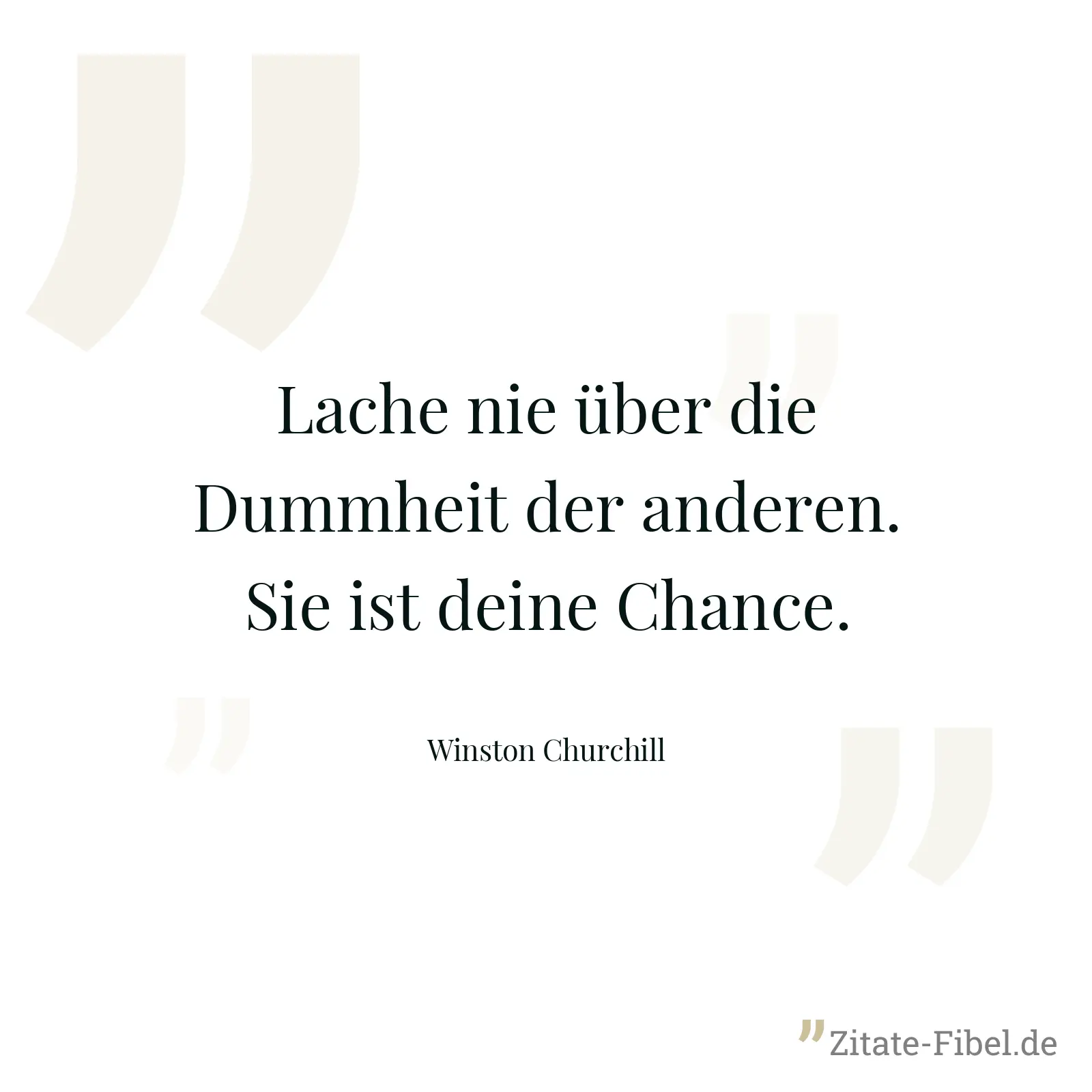 Lache nie über die Dummheit der anderen. Sie ist deine Chance. - Winston Churchill