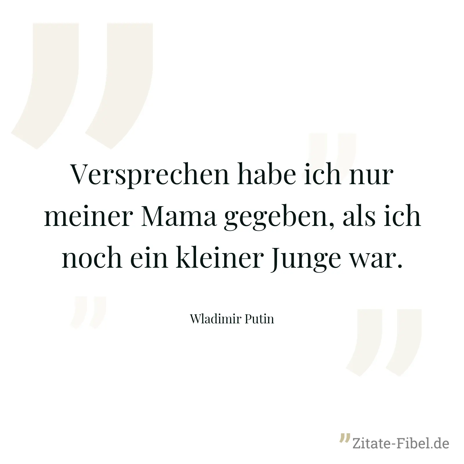 Versprechen habe ich nur meiner Mama gegeben, als ich noch ein kleiner Junge war. - Wladimir Putin
