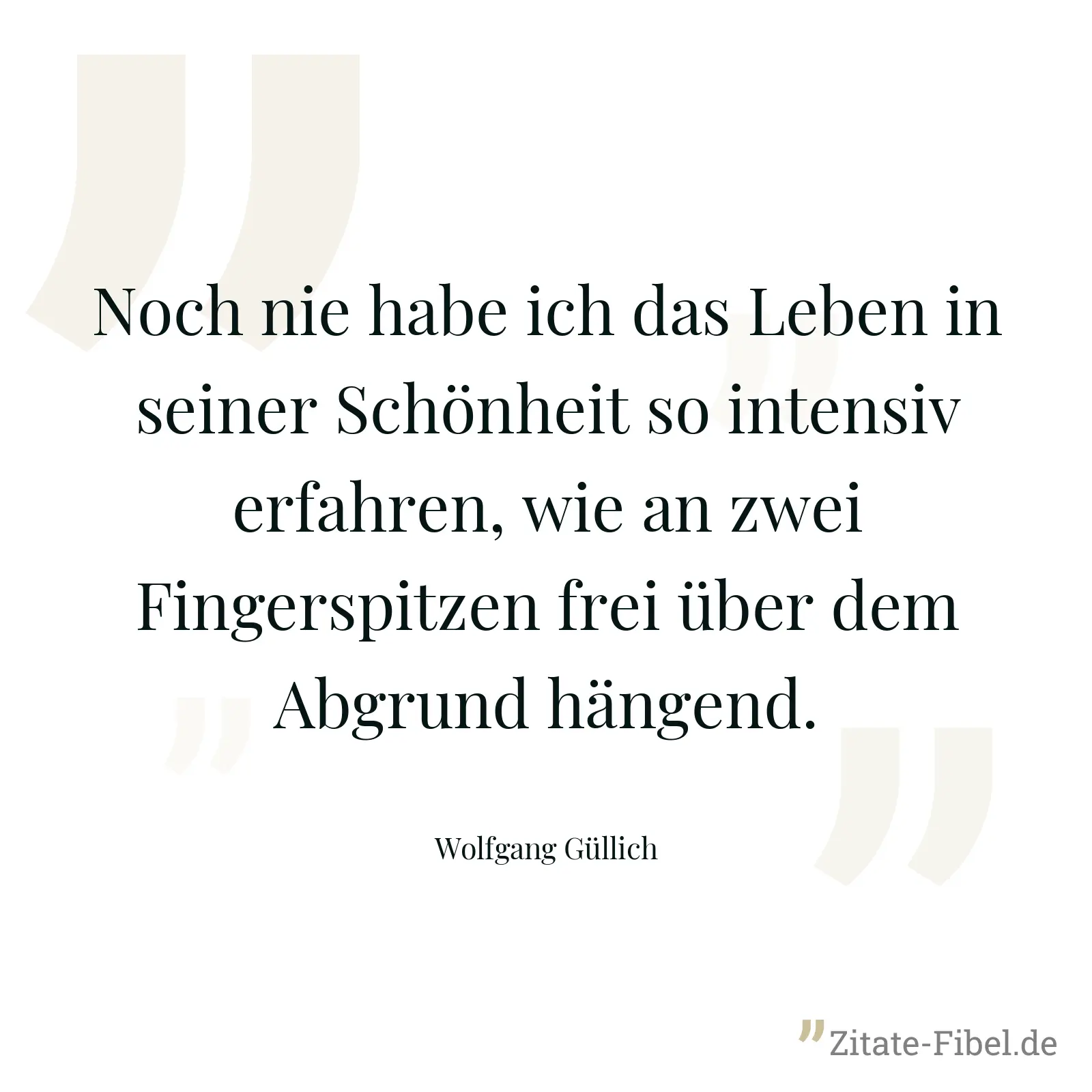 Noch nie habe ich das Leben in seiner Schönheit so intensiv erfahren, wie an zwei Fingerspitzen frei über dem Abgrund hängend. - Wolfgang Güllich