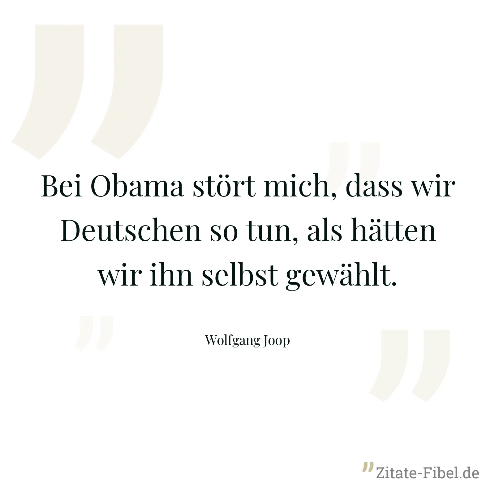 Bei Obama stört mich, dass wir Deutschen so tun, als hätten wir ihn selbst gewählt. - Wolfgang Joop