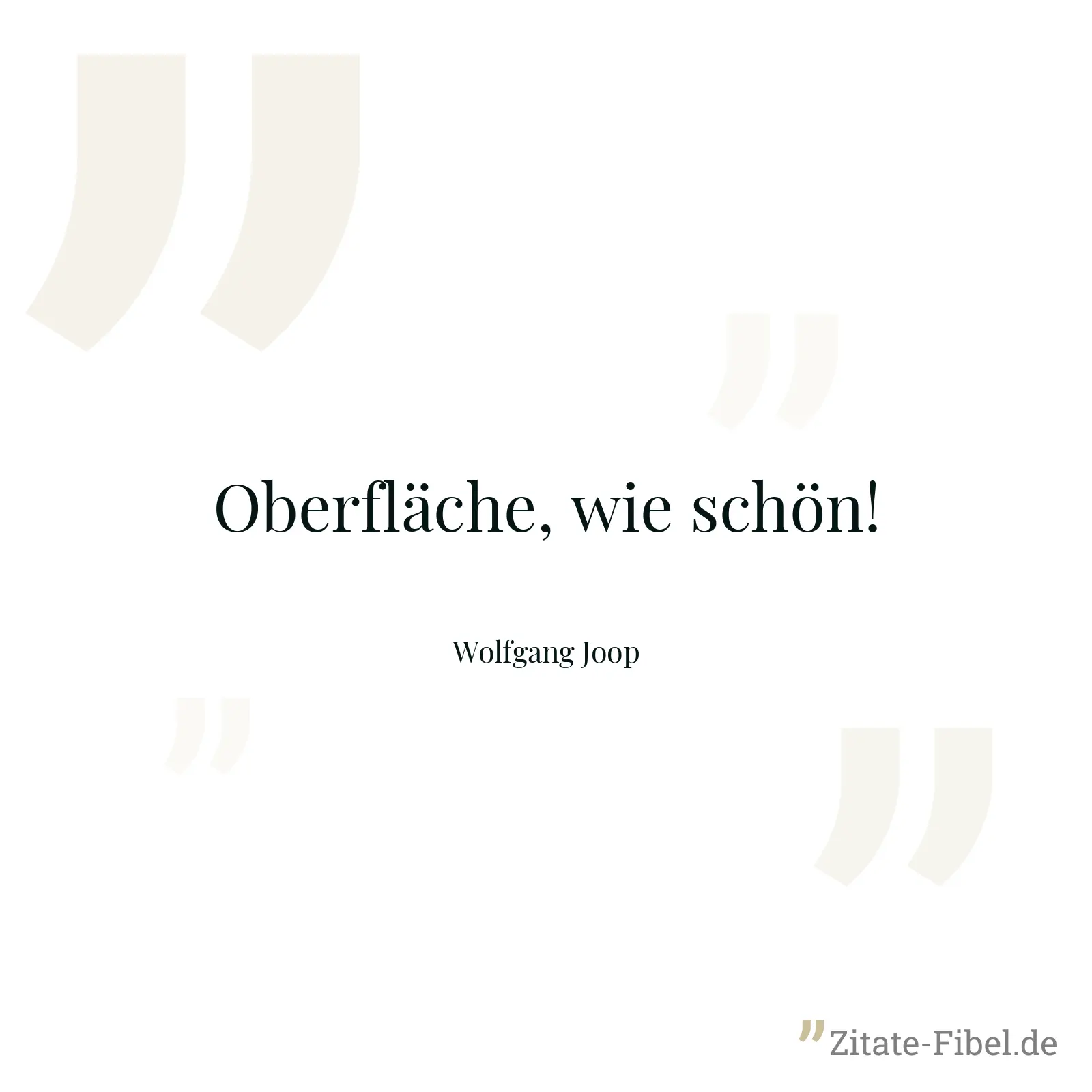 Oberfläche, wie schön! - Wolfgang Joop