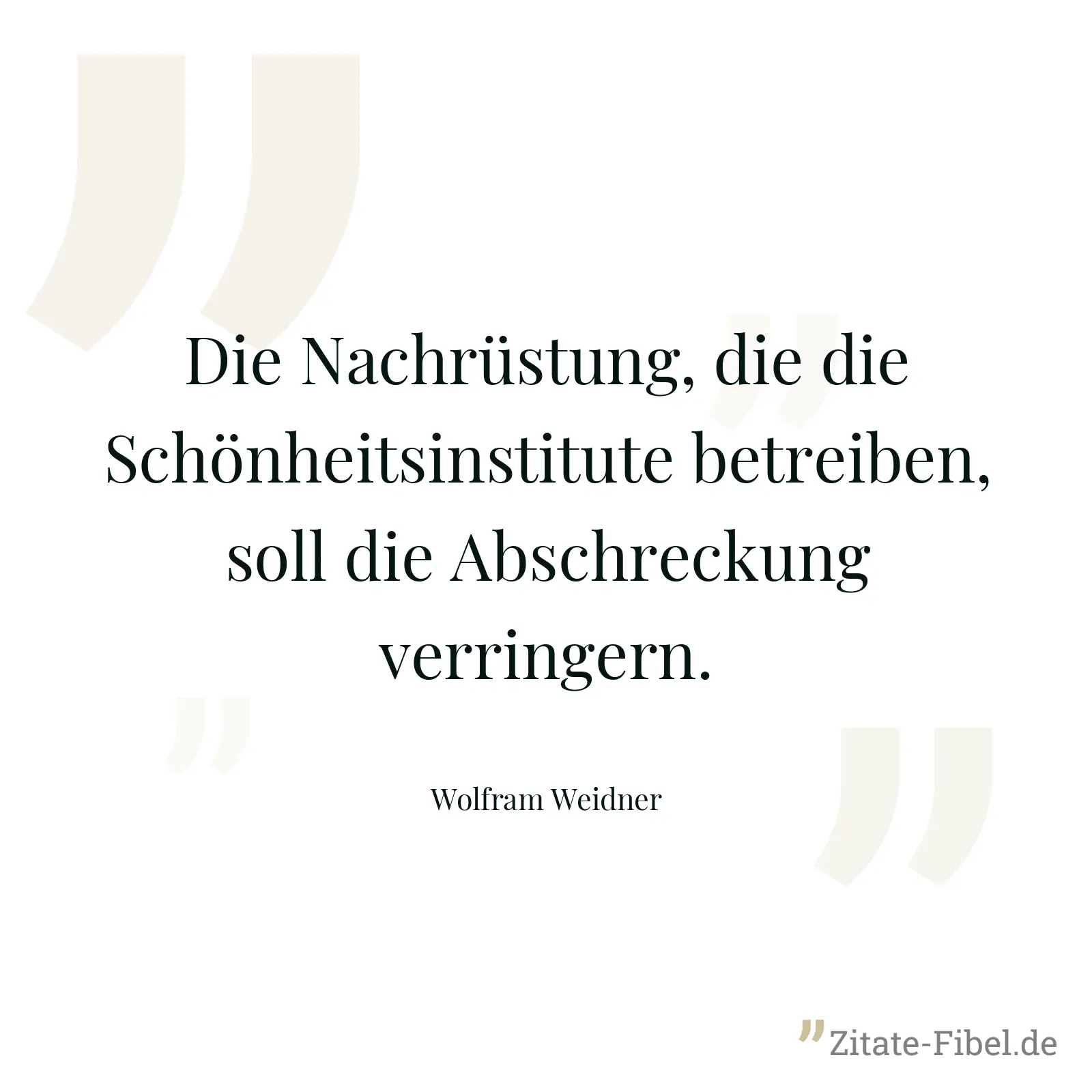 Die Nachrüstung, die die Schönheitsinstitute betreiben, soll die Abschreckung verringern. - Wolfram Weidner