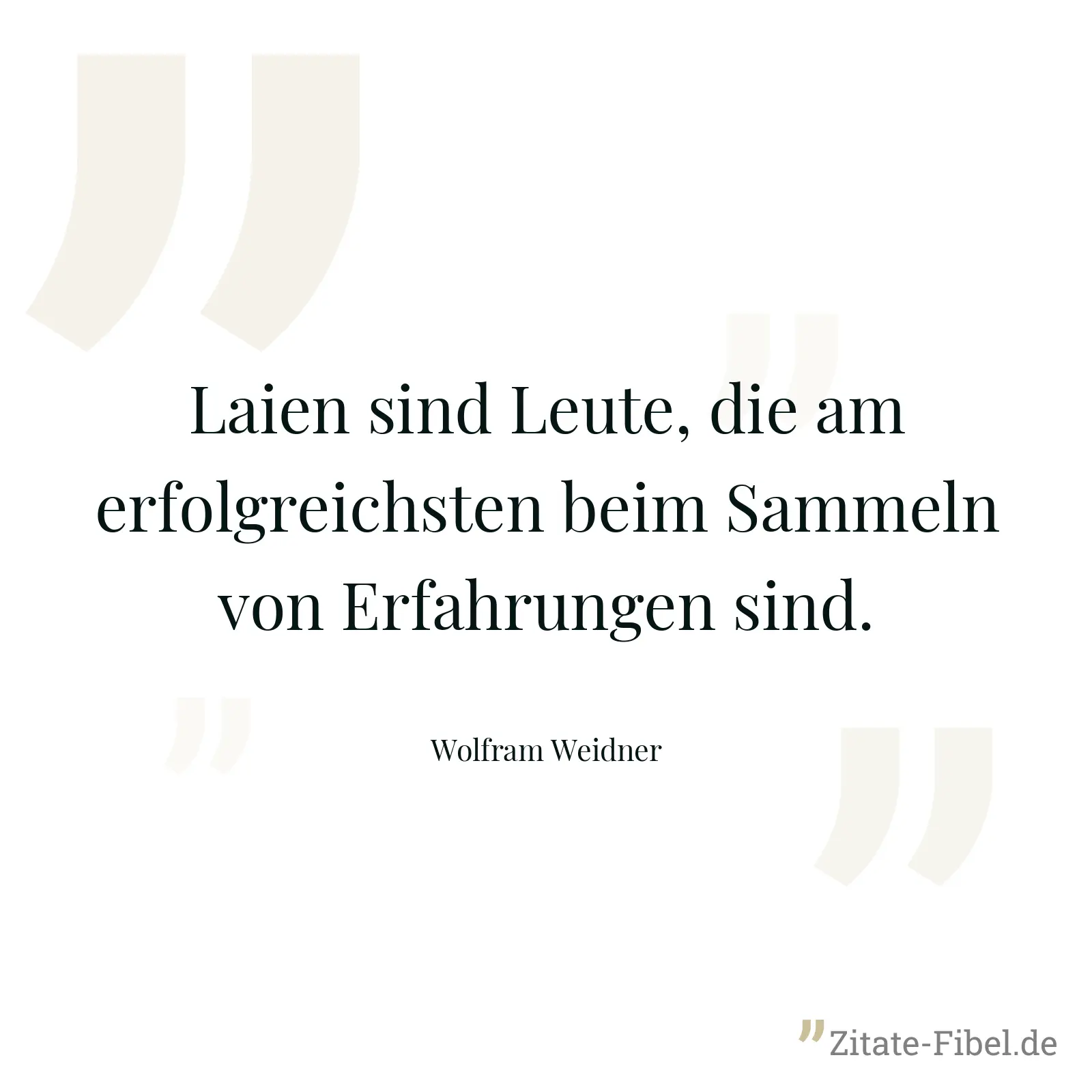 Laien sind Leute, die am erfolgreichsten beim Sammeln von Erfahrungen sind. - Wolfram Weidner