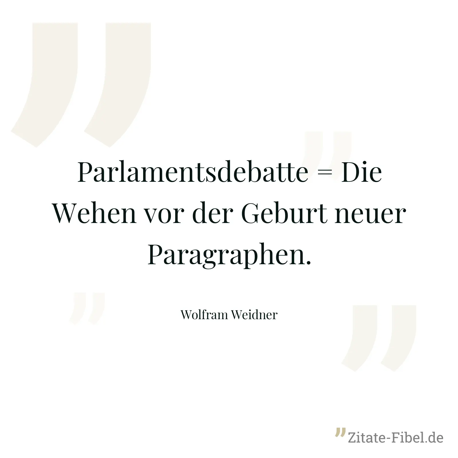 Parlamentsdebatte = Die Wehen vor der Geburt neuer Paragraphen. - Wolfram Weidner
