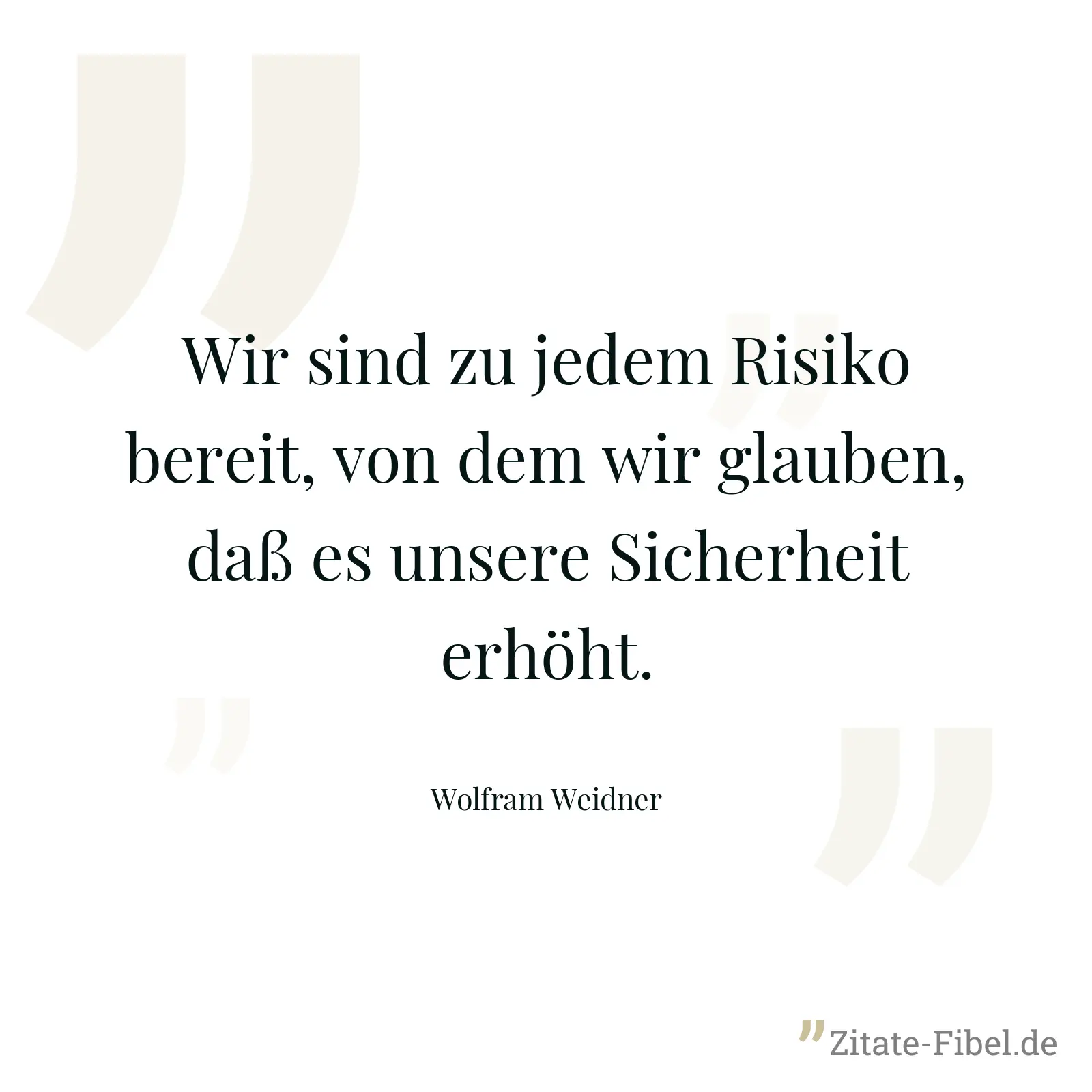 Wir sind zu jedem Risiko bereit, von dem wir glauben, daß es unsere Sicherheit erhöht. - Wolfram Weidner
